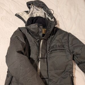 Grenade Men's Gray Hooded Ski Jacket